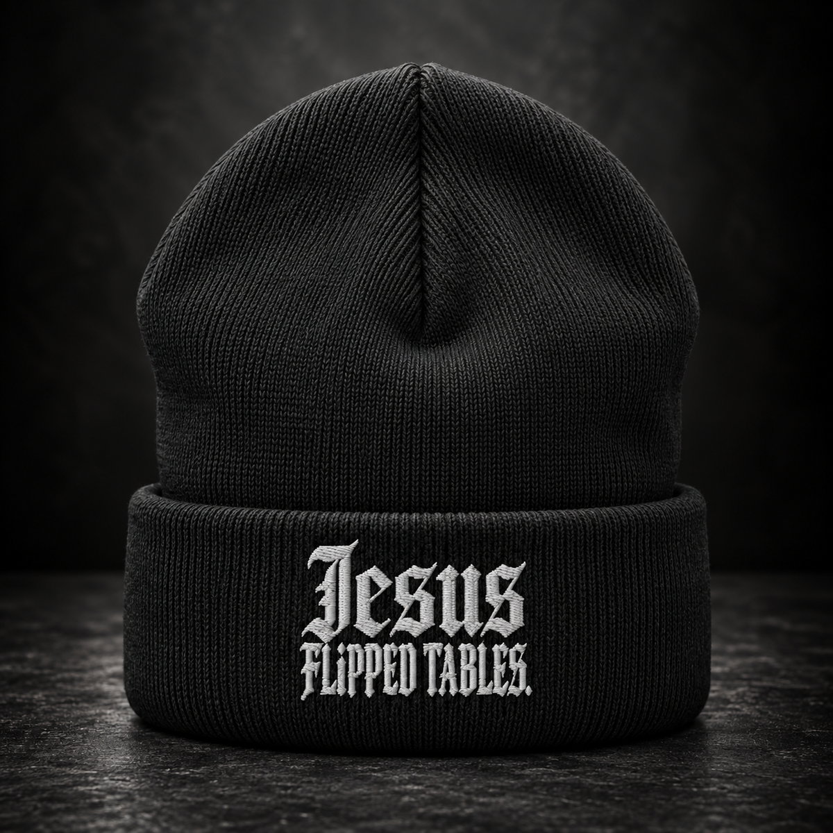 THE JESUS FLIPPED TABLES CUFFED BEANIE