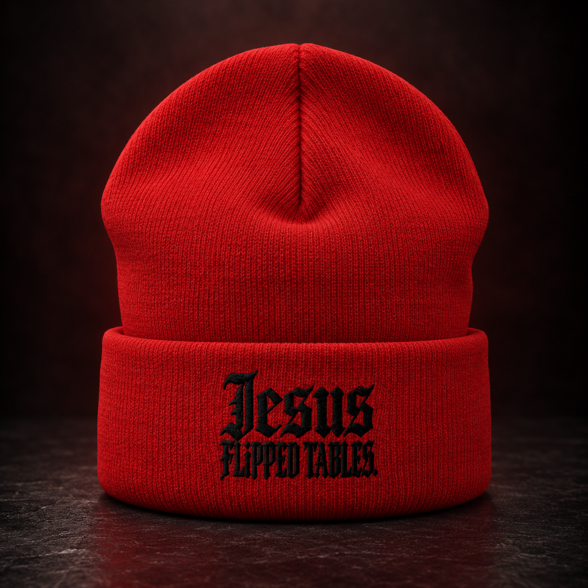 THE JESUS FLIPPED TABLES CUFFED BEANIE
