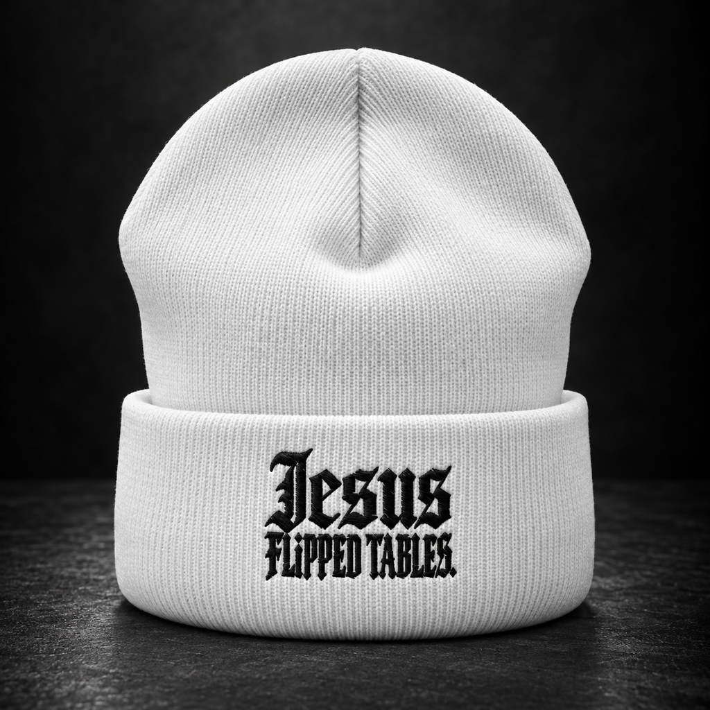 THE JESUS FLIPPED TABLES CUFFED BEANIE