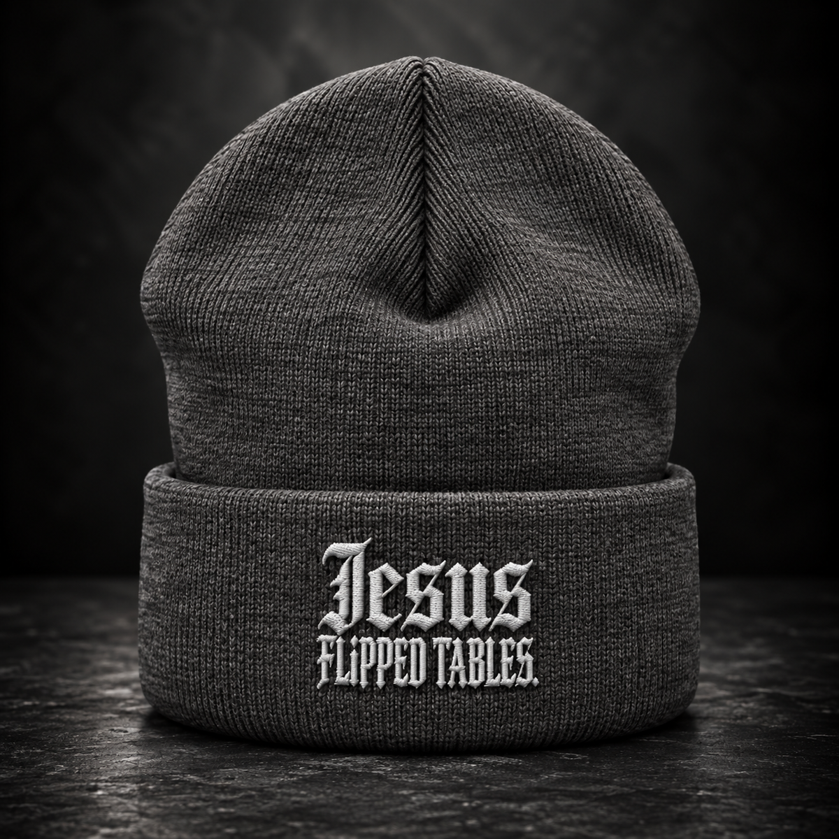 THE JESUS FLIPPED TABLES CUFFED BEANIE
