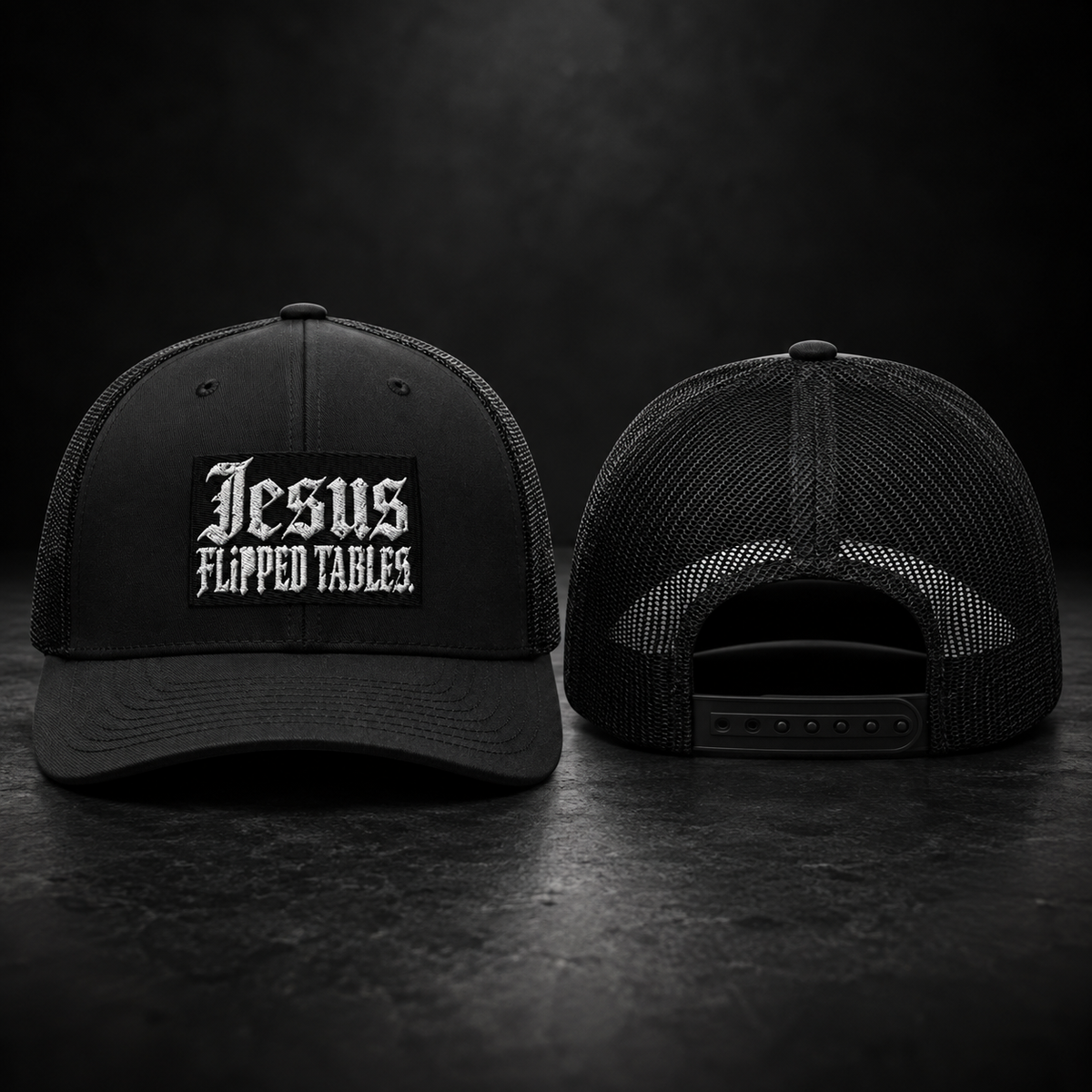 JESUS FLIPPED TABLES TRUCKER