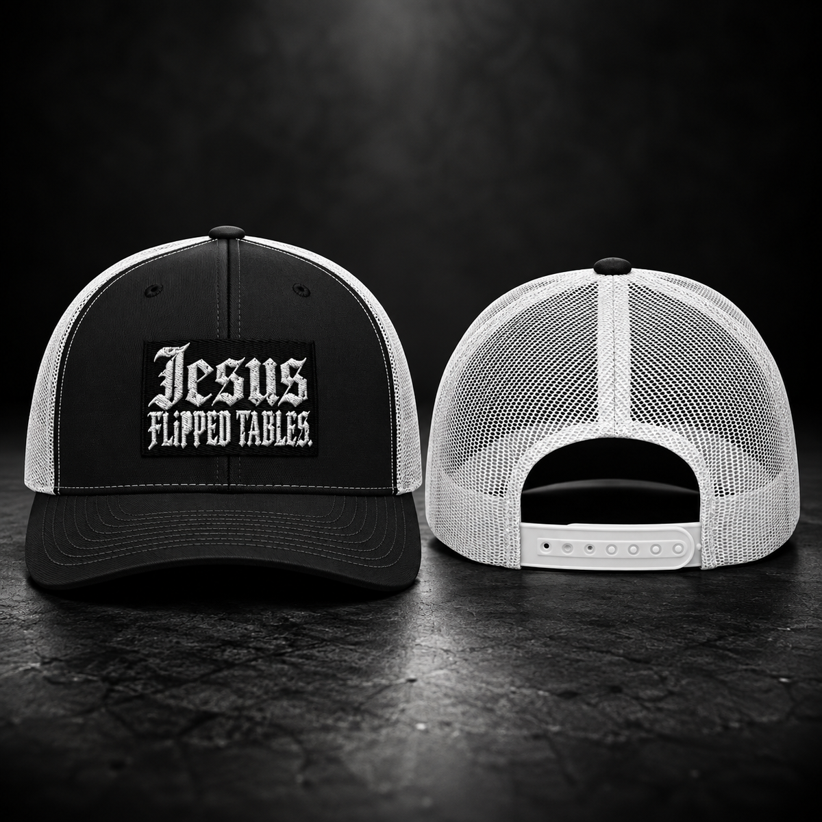 JESUS FLIPPED TABLES TRUCKER