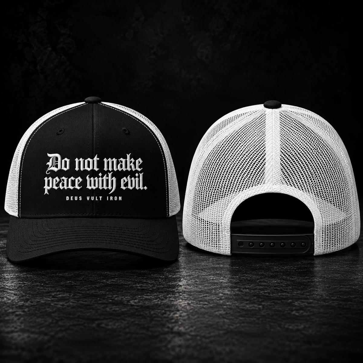 NO PEACE WITH EVIL TRUCKER HAT