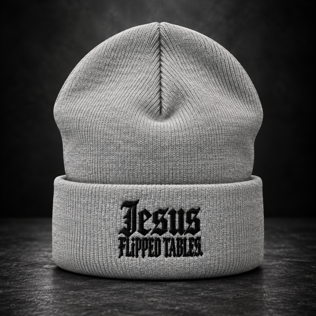 THE JESUS FLIPPED TABLES CUFFED BEANIE