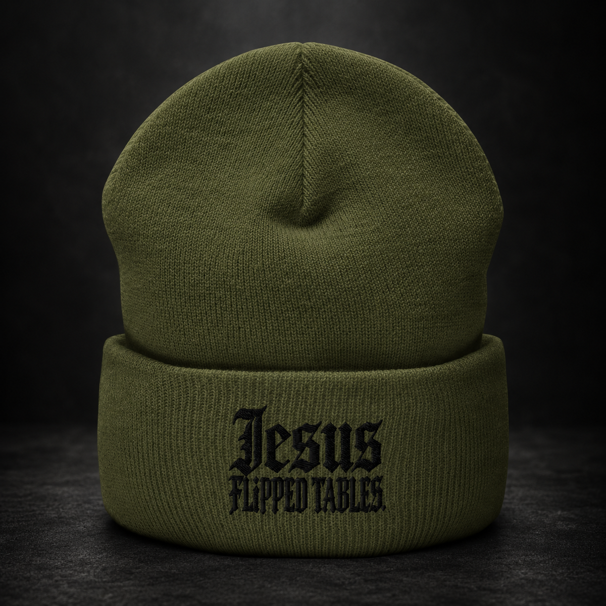 THE JESUS FLIPPED TABLES CUFFED BEANIE