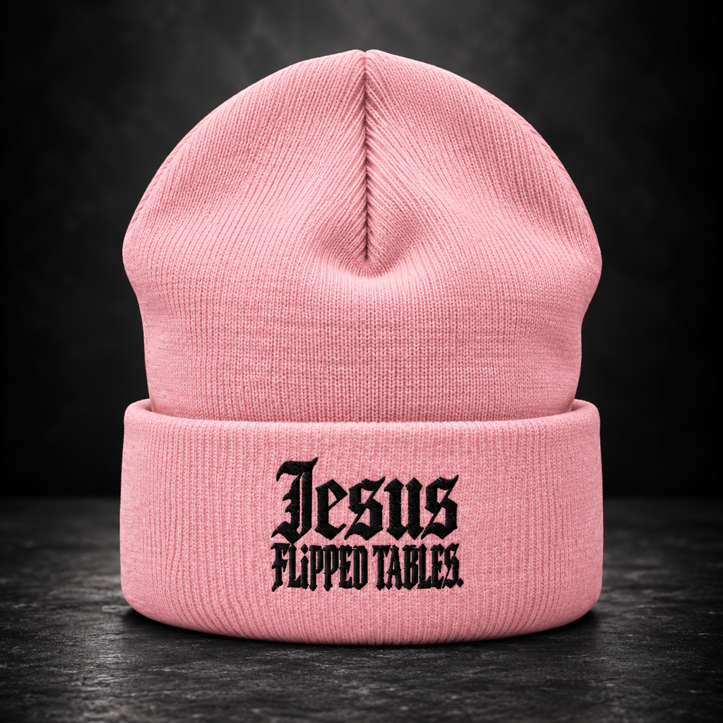 THE JESUS FLIPPED TABLES CUFFED BEANIE